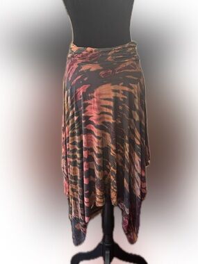 Asymmetrical Tie-Dye Midi Skirt